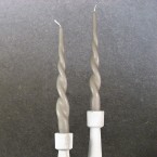 Pair of Twisted Dinner Candles - Dark Sand
